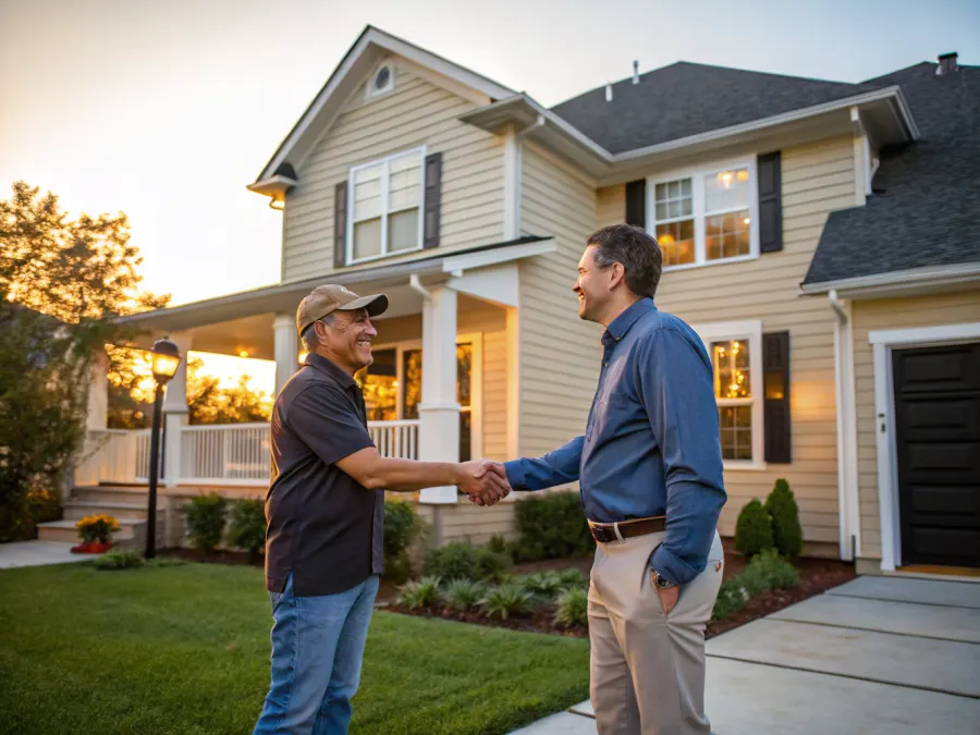 Satisfied homeowner with a completed renovation project